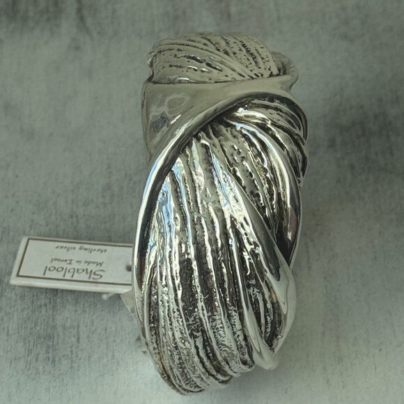Shablool 925 Sterling Silver Textured Bangle Statement Wide Electroform Bracelet - Picture 10 of 14
